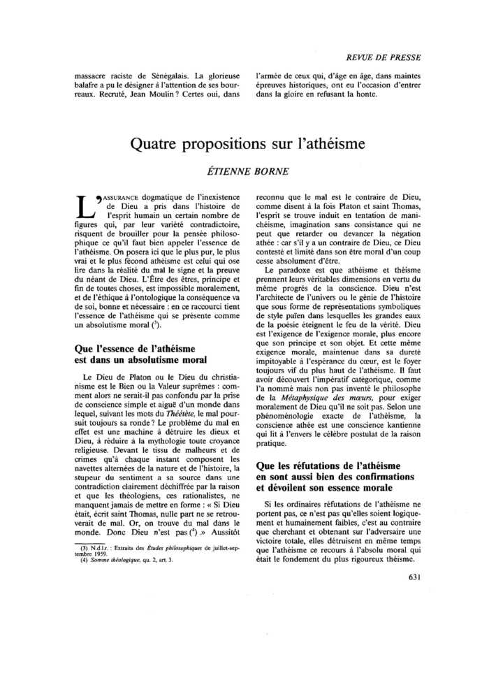 Quatre propositions sur l’athéisme
 – page 1