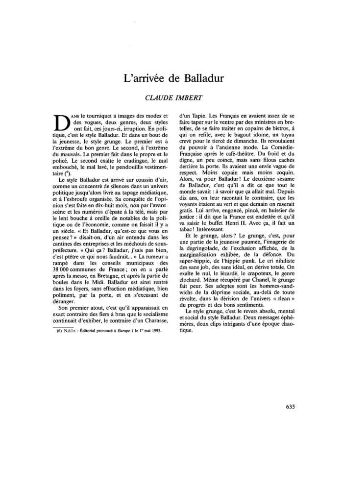 L’arrivée de Balladur
 – page 1