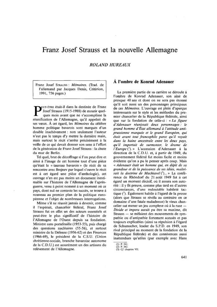 Franz Josef Strauss et la nouvelle Allemagne
 – page 1