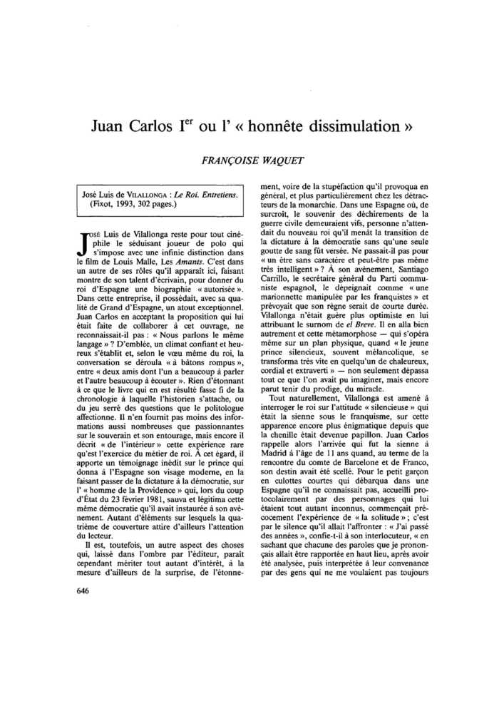 Juan Carlos Ier ou l’« honnête dissimulation »
 – page 1