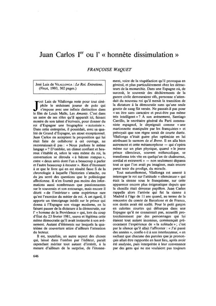 Juan Carlos I<SUP>er</SUP> ou l’« honnête dissimulation »
 – page 1