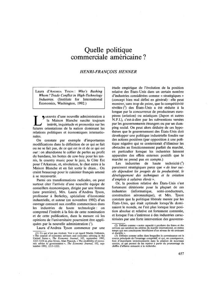 Quelle politique commerciale américaine ?
 – page 1