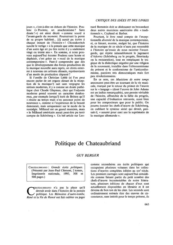 Politique de Chateaubriand
 – page 1