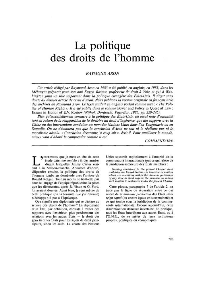 La politique des droits de l’homme
 – page 1