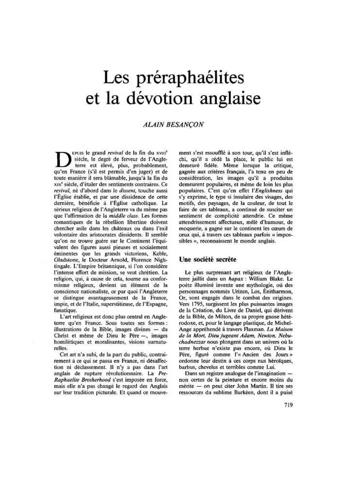 Les préraphaélites et la dévotion anglaise
 – page 1