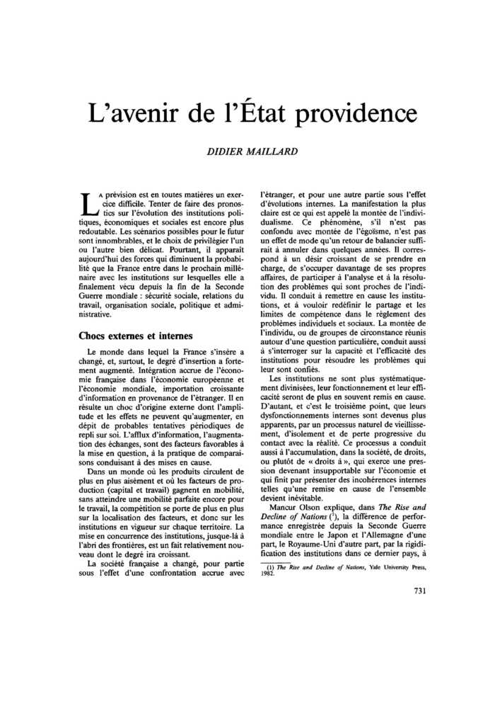 L’avenir de l’État providence
 – page 1