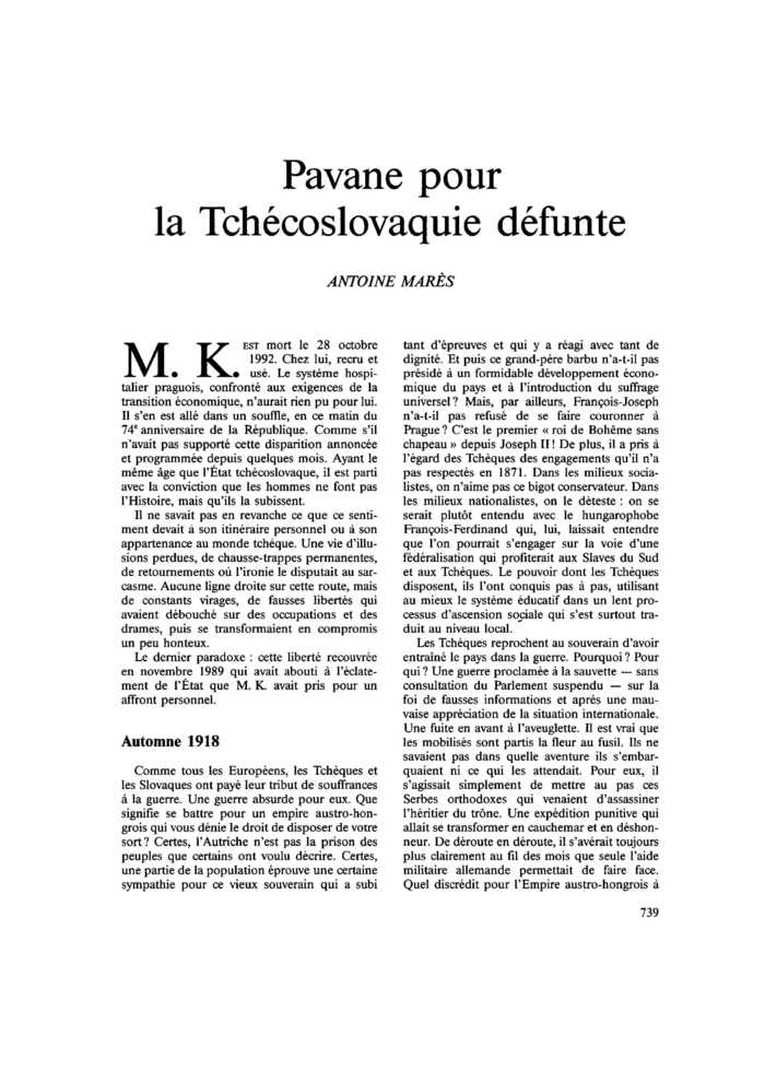 Pavane pour la Tchécoslovaquie défunte
 – page 1