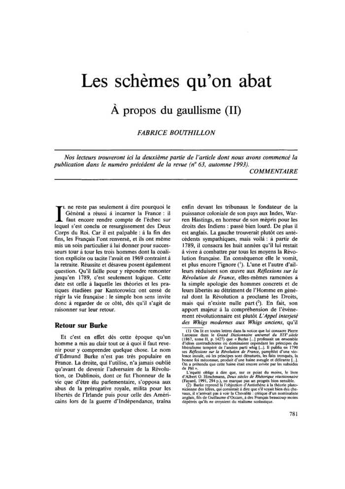 Les schèmes qu’on abat. À propos du gaullisme (II)
 – page 1