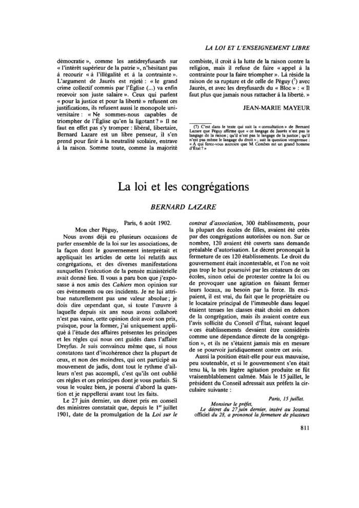 La loi et les congrégations
 – page 1