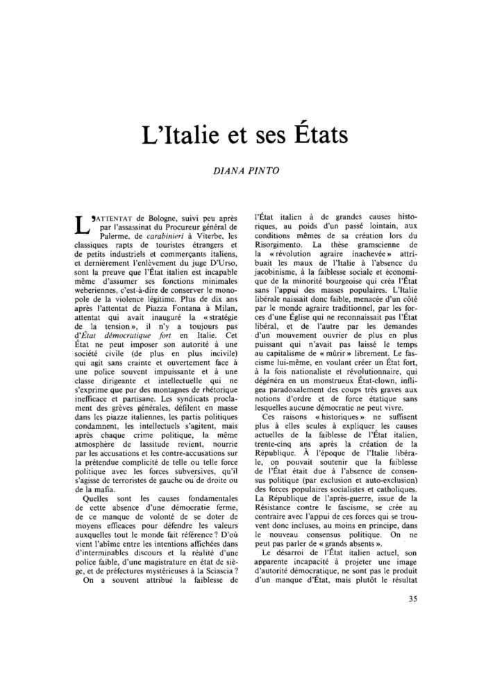 L’Italie et ses États
 – page 1