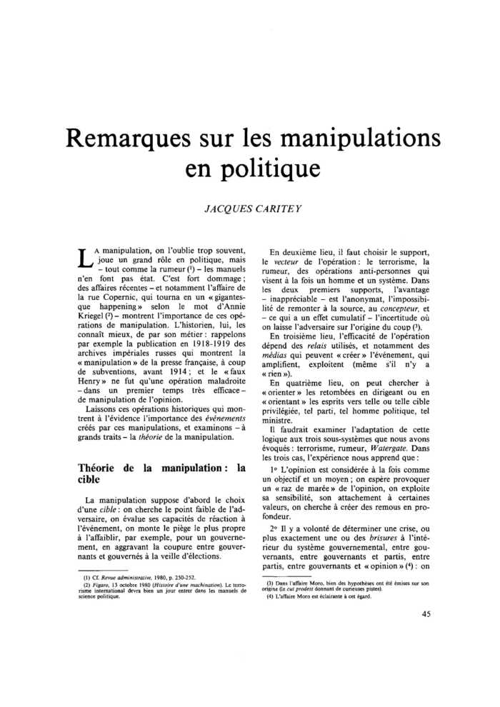 Remarques sur les manipulations en politique
 – page 1