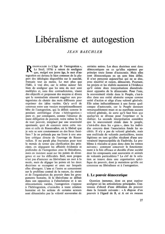 Libéralisme et autogestion
 – page 1