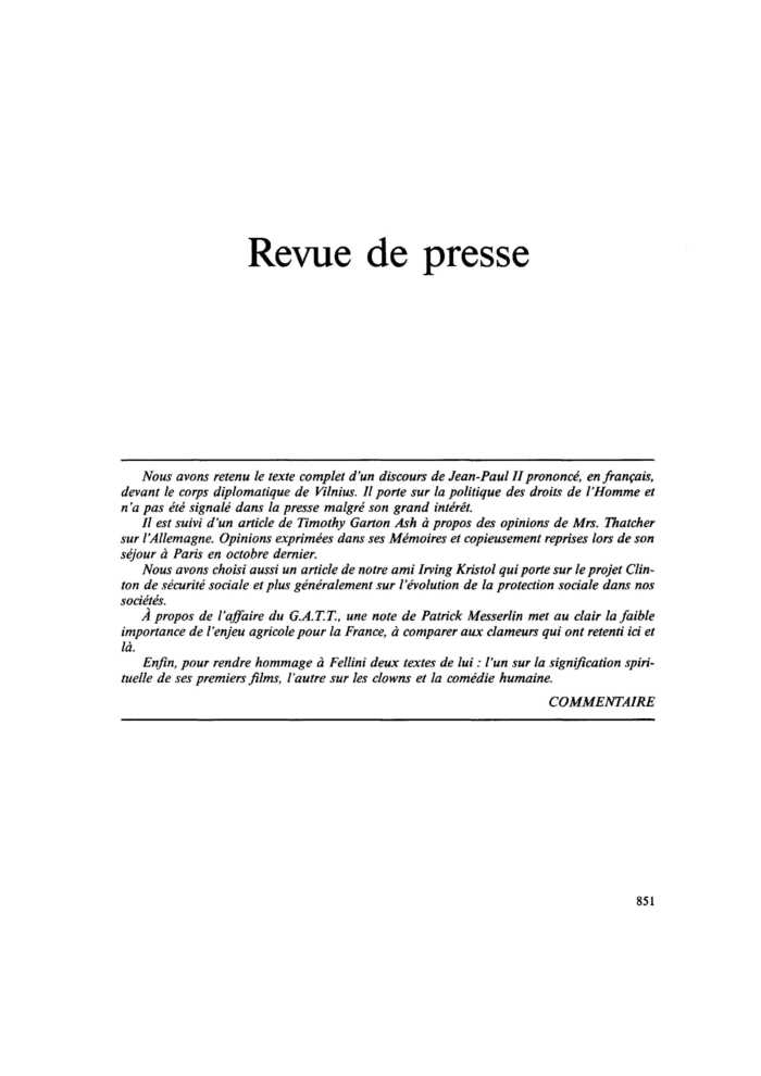 Revue de presse
 – page 1