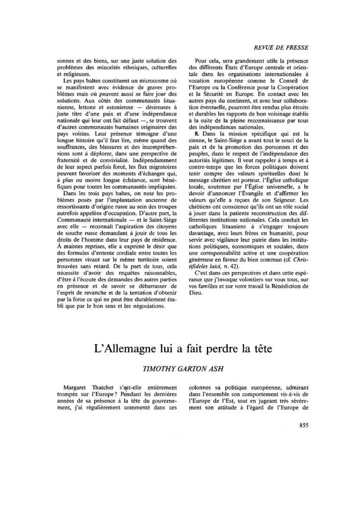 L’Allemagne lui a fait perdre la tête
 – page 1