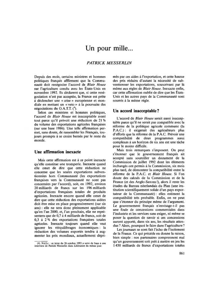 Un pour mille…
 – page 1