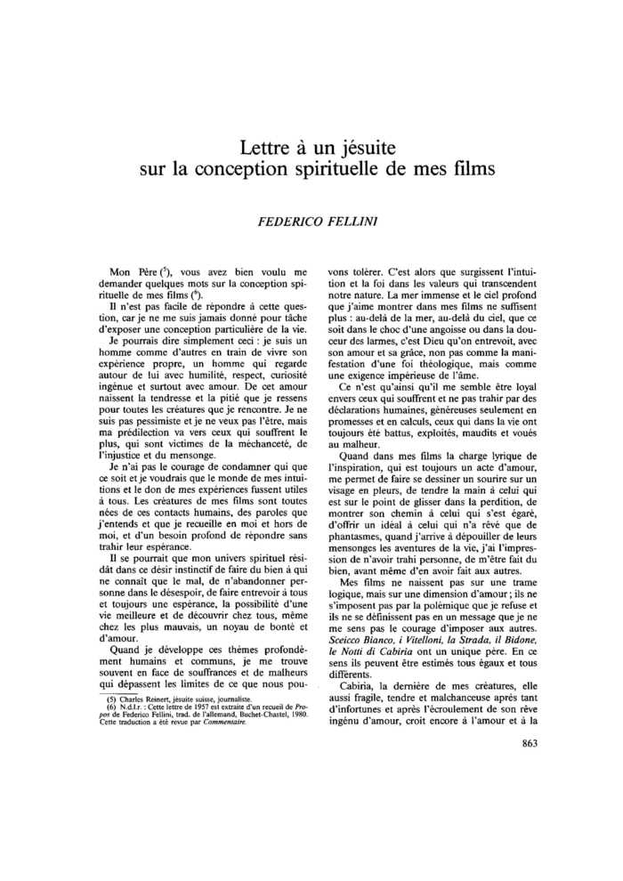 Lettre à un jésuite sur la conception spirituelle de mes films
 – page 1