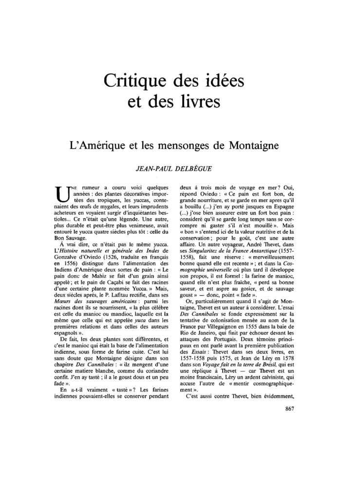 L’Amérique et les mensonges de Montaigne
 – page 1