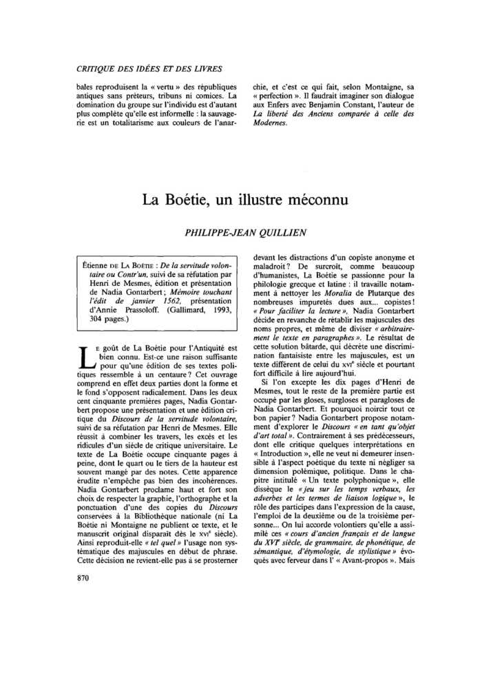 La Boétie, un illustre méconnu
 – page 1