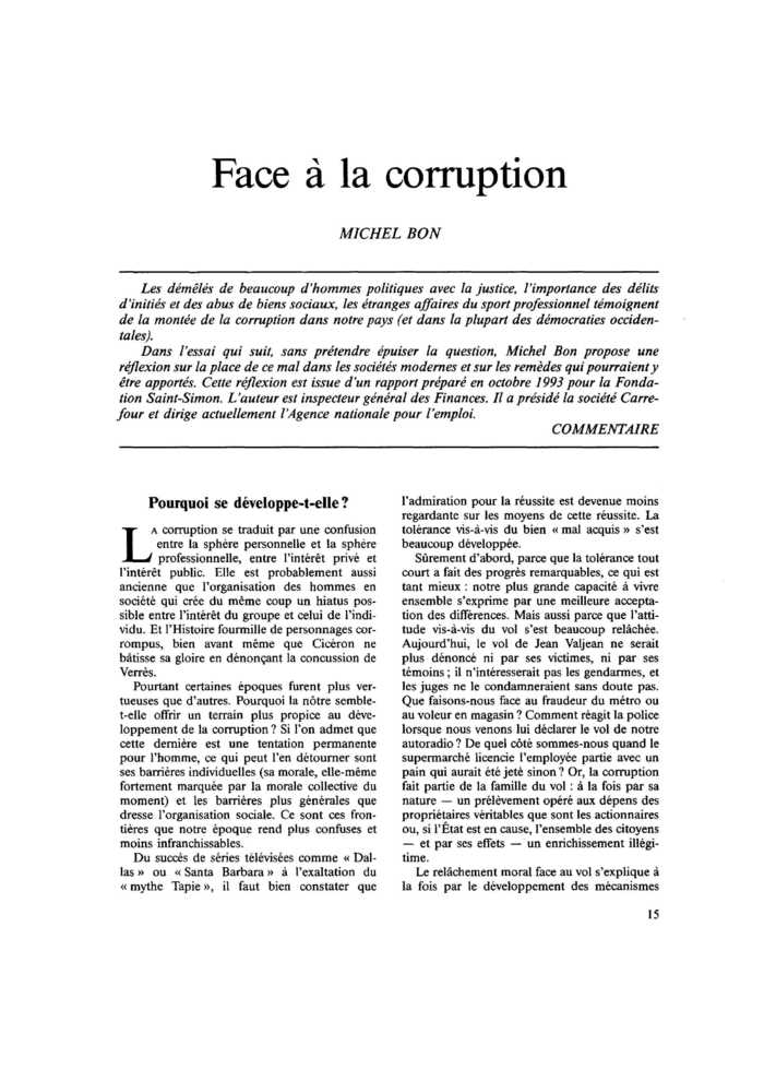 Face à la corruption
 – page 1