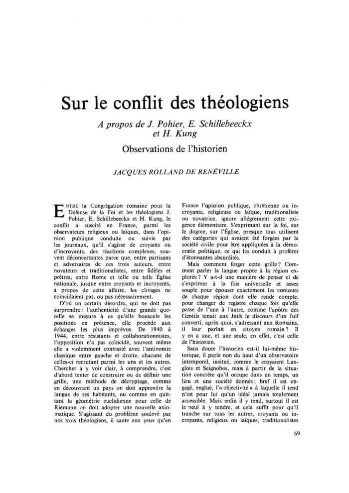 Sur le conflit des théologiens. Observations de l’historien
 – page 1