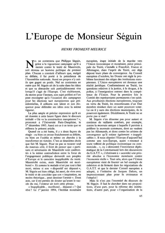 L’Europe de Monsieur Séguin
 – page 1