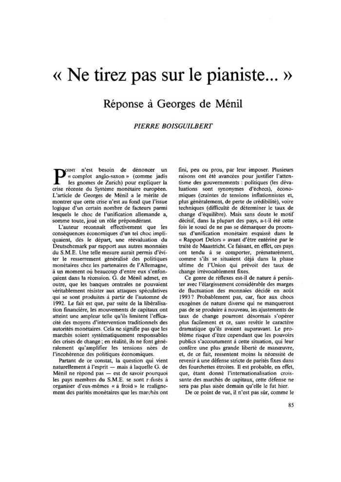 « Ne tirez pas sur le pianiste… ». Réponse à Georges de Ménil
 – page 1