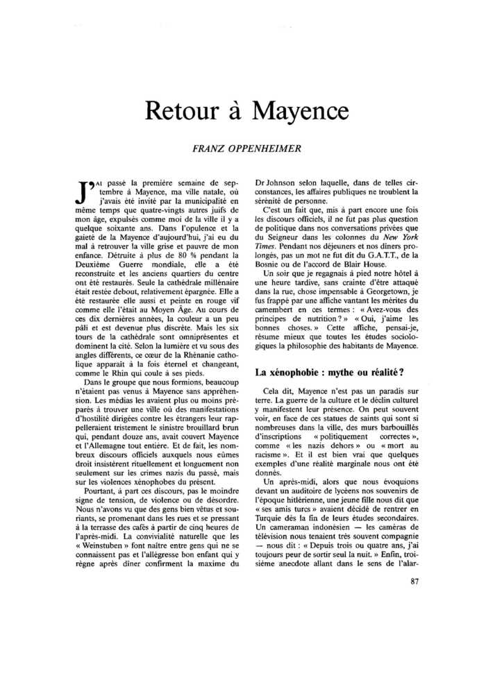 Retour à Mayence
 – page 1