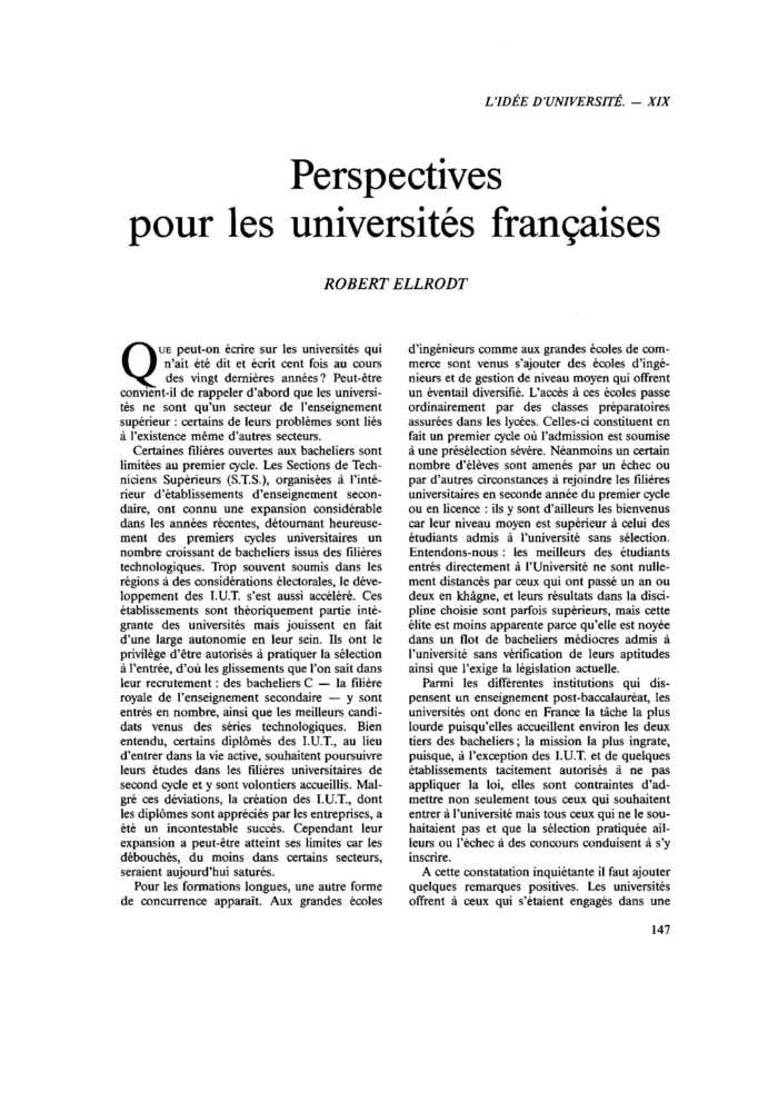 Perspectives pour les universités françaises
 – page 1