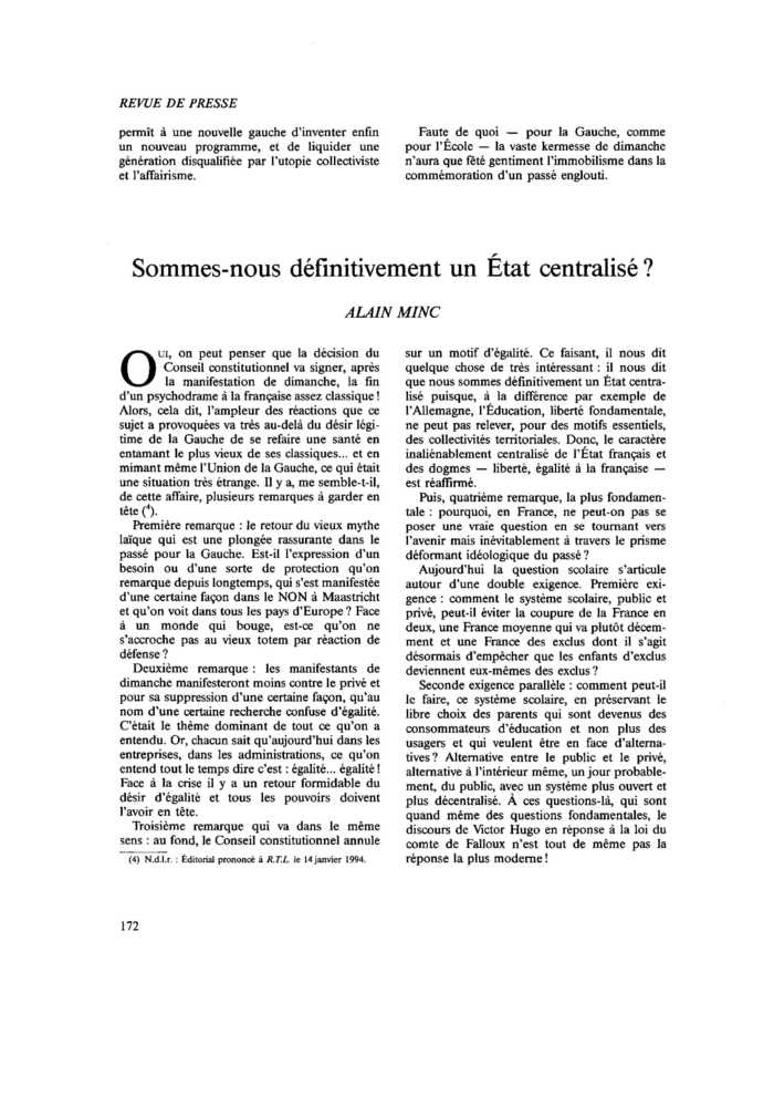 Sommes-nous définitivement un État centralisé ?
 – page 1