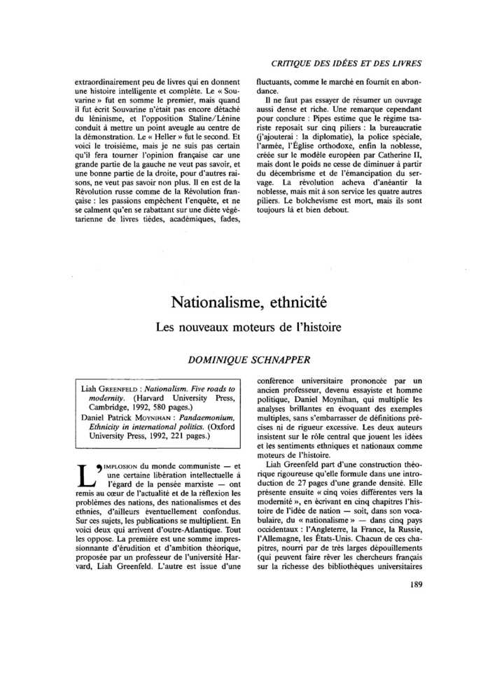 Nationalisme, ethnicité. Les nouveaux moteurs de l’histoire
 – page 1