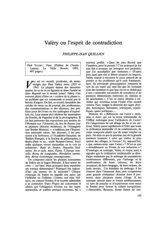 Valéry ou l’esprit de contradiction
 – page 1