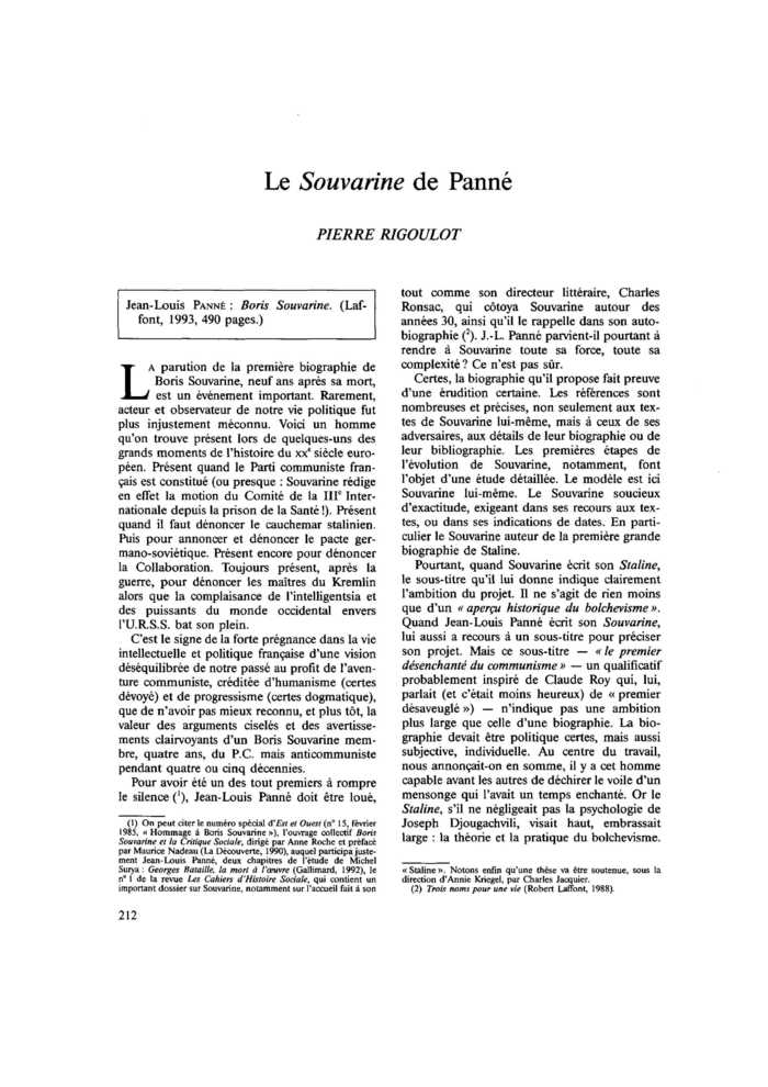 Le Souvarine de Panné
 – page 1