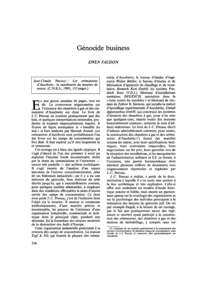 Génocide business
 – page 1