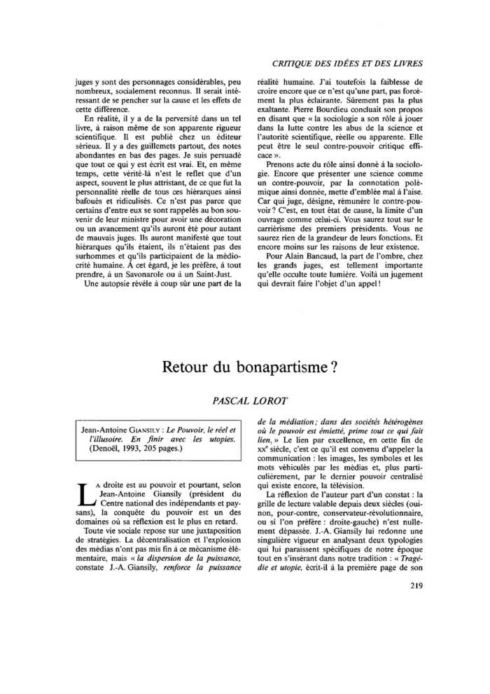 Retour du bonapartisme ?
 – page 1