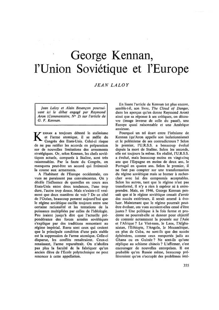 George Kennan, l’Union Soviétique et l’Europe
 – page 1