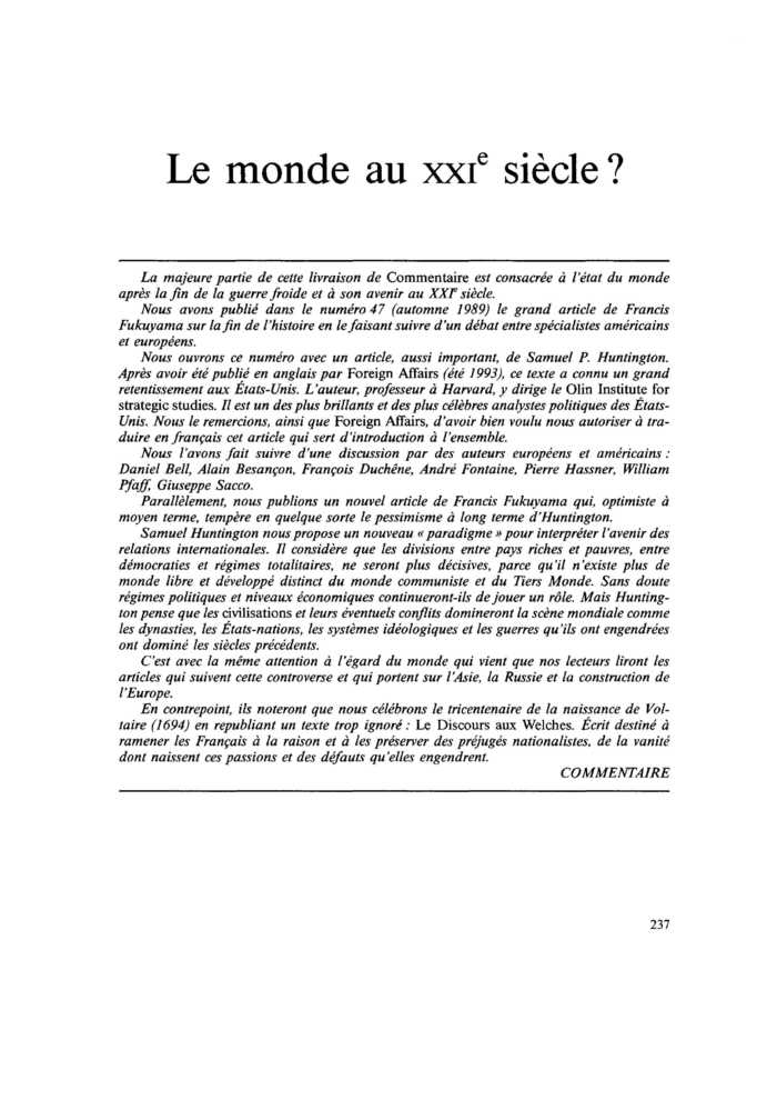 Le monde au XXIe siècle ?
 – page 1