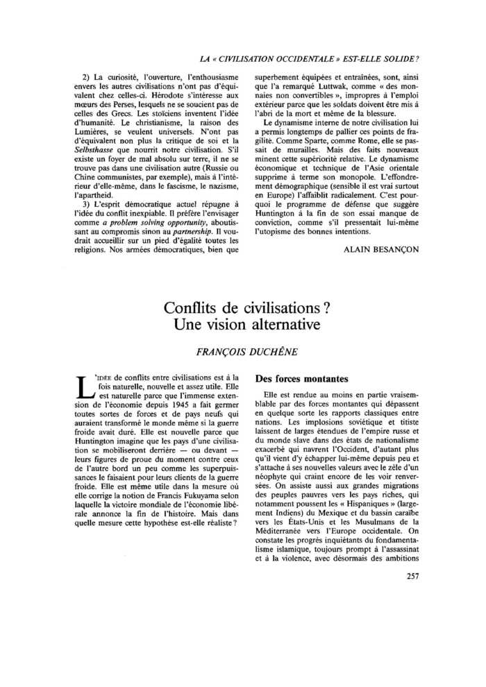 Conflits de civilisations ? Une vision alternative
 – page 1