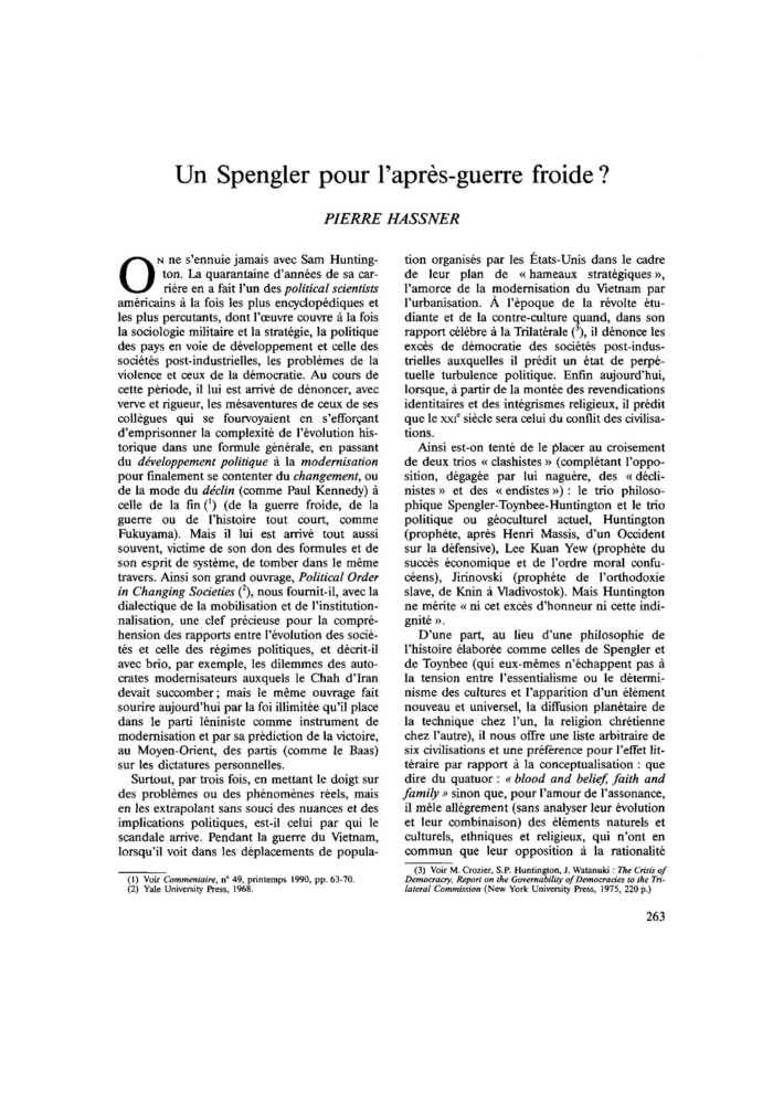 Un Spengler pour l’après-guerre froide ?
 – page 1