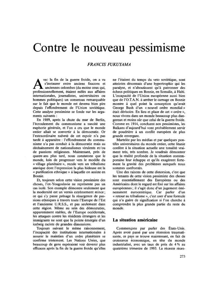 Contre le nouveau pessimisme
 – page 1