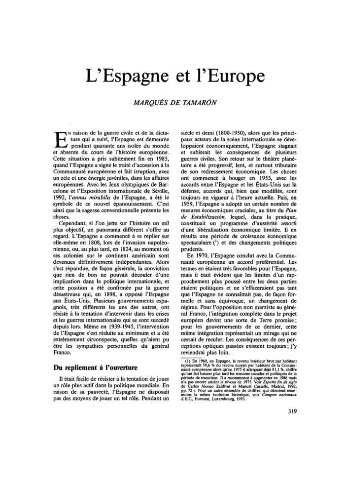L’Espagne et l’Europe
 – page 1
