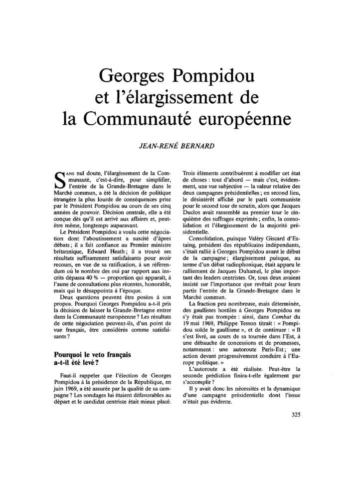 Georges Pompidou et l’élargissement de la Communauté européenne
 – page 1
