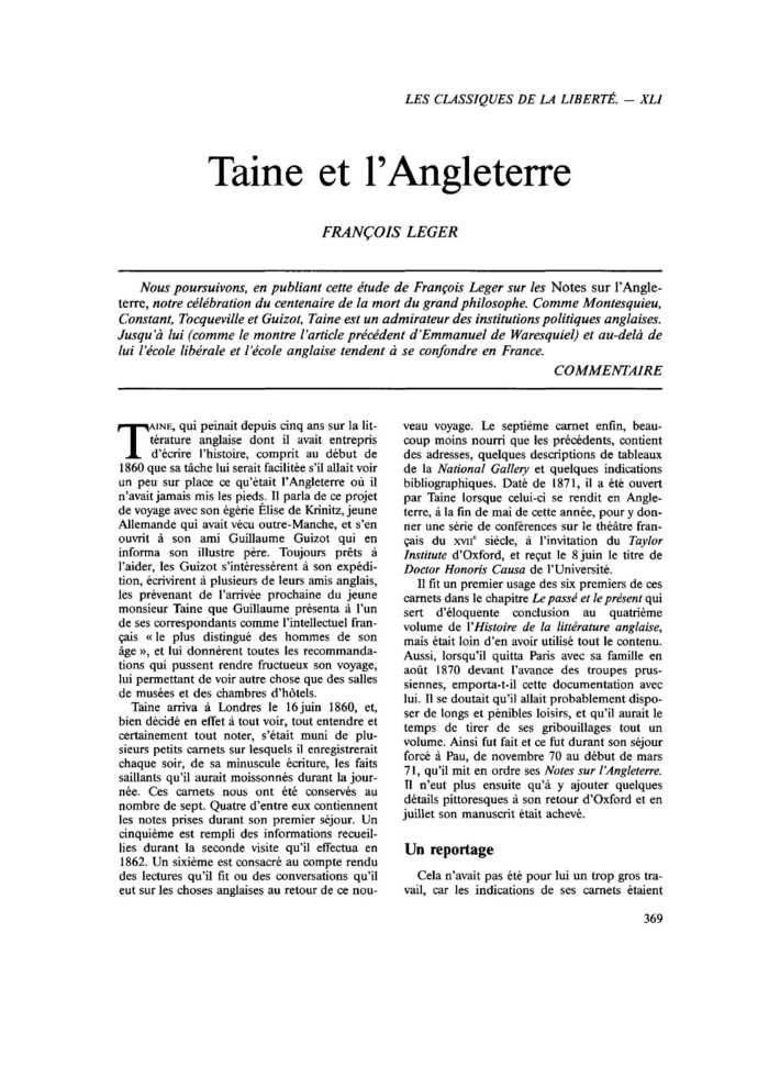 Taine et l’Angleterre
 – page 1