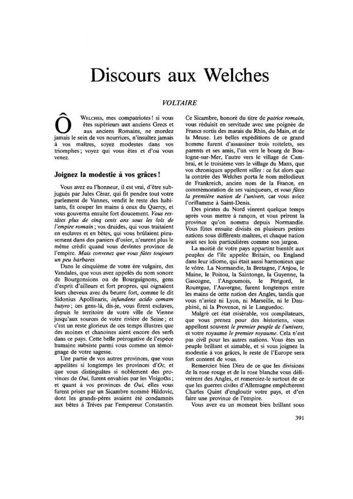 Discours aux Welches
 – page 1