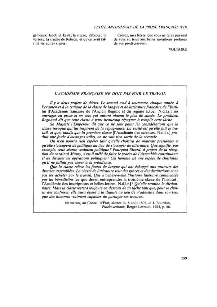 L’ACADÉMIE FRANÇAISE NE DOIT PAS FUIR LE TRAVAIL
 – page 1
