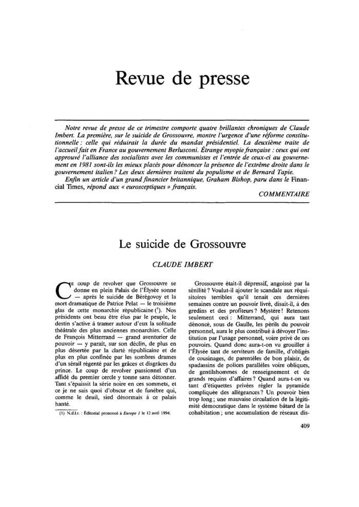 Revue de presse
 – page 1