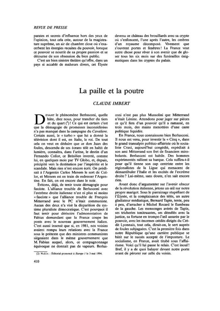 La paille et la poutre
 – page 1