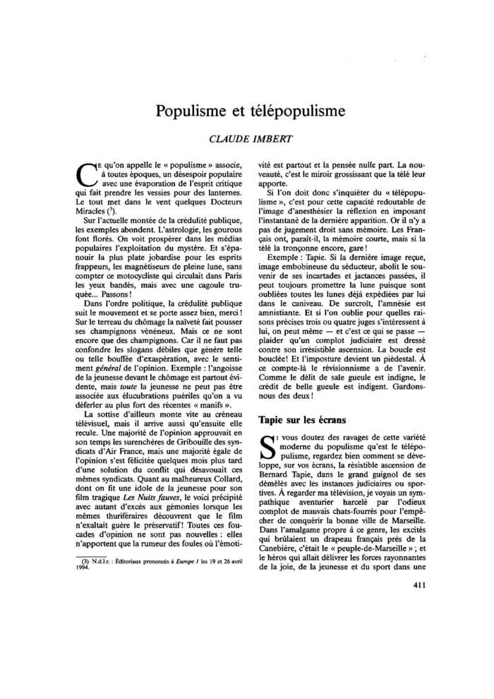 Populisme et télépopulisme
 – page 1