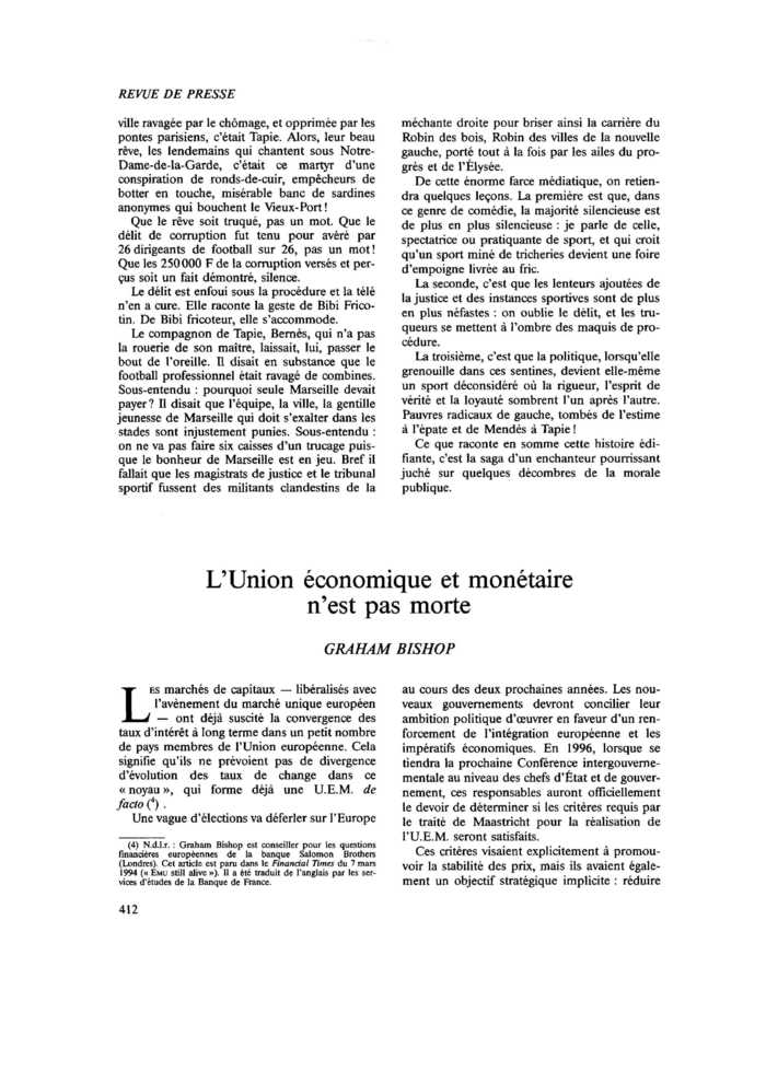 L’Union économique et monétaire n’est pas morte
 – page 1