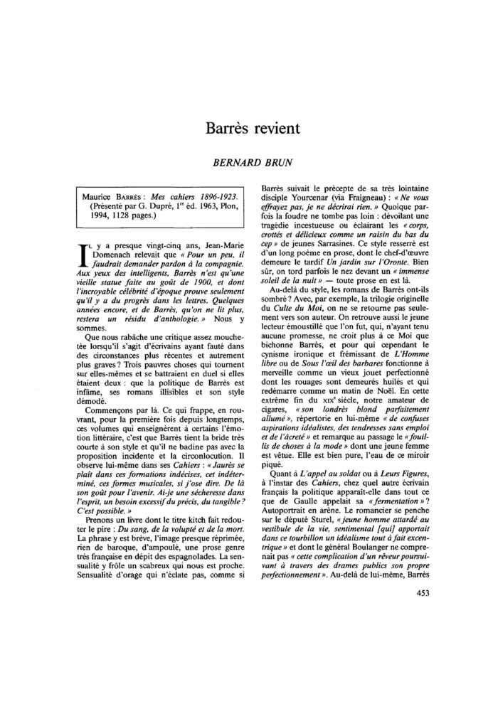 Barrès revient
 – page 1