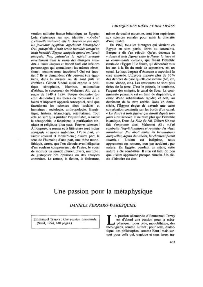Une passion pour la métaphysique
 – page 1